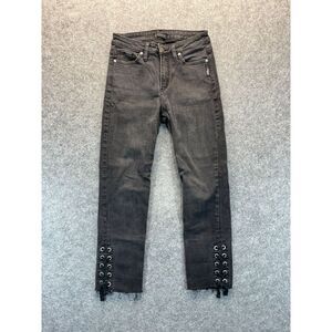 Silver Jeans Women's 28x26 Mazy Slim Straight‎ Black Stretch Denim Pants